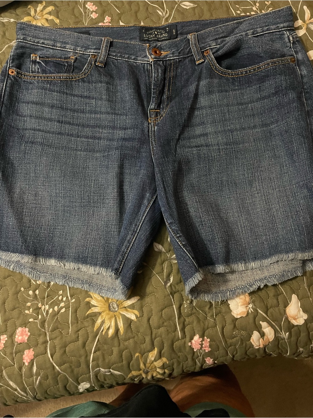 Lucky Brand Women's Medium Blue Frayed Hem Denim Shorts